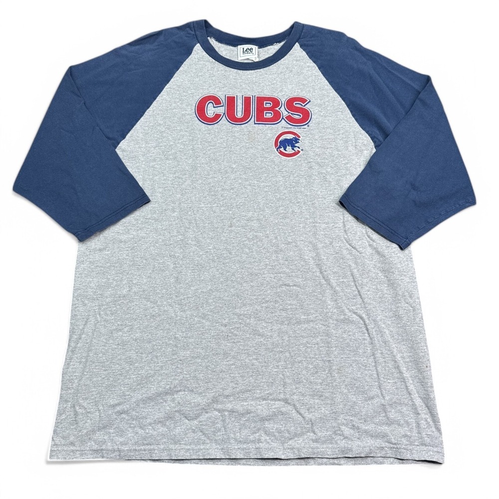 Vintage Y2K Lee Sport Chicago Cubs Baseball T Shirt Mens Size XL‎ Gray Blue MLB